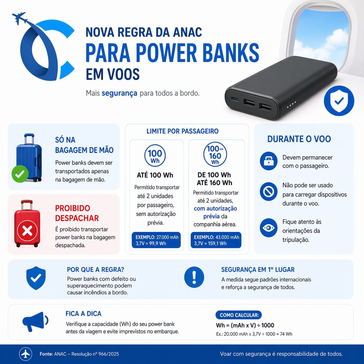 regras power bank voos